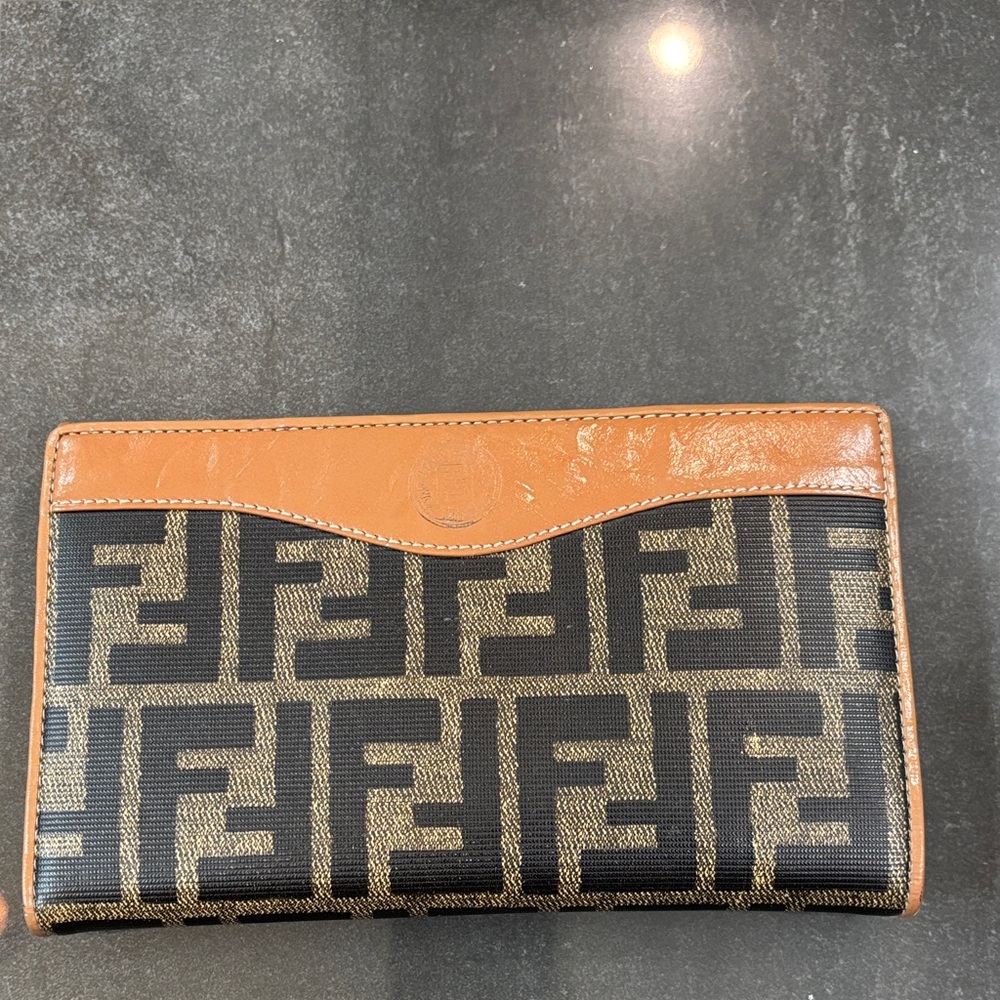 Fendi Tan and Black Monogram Wallet